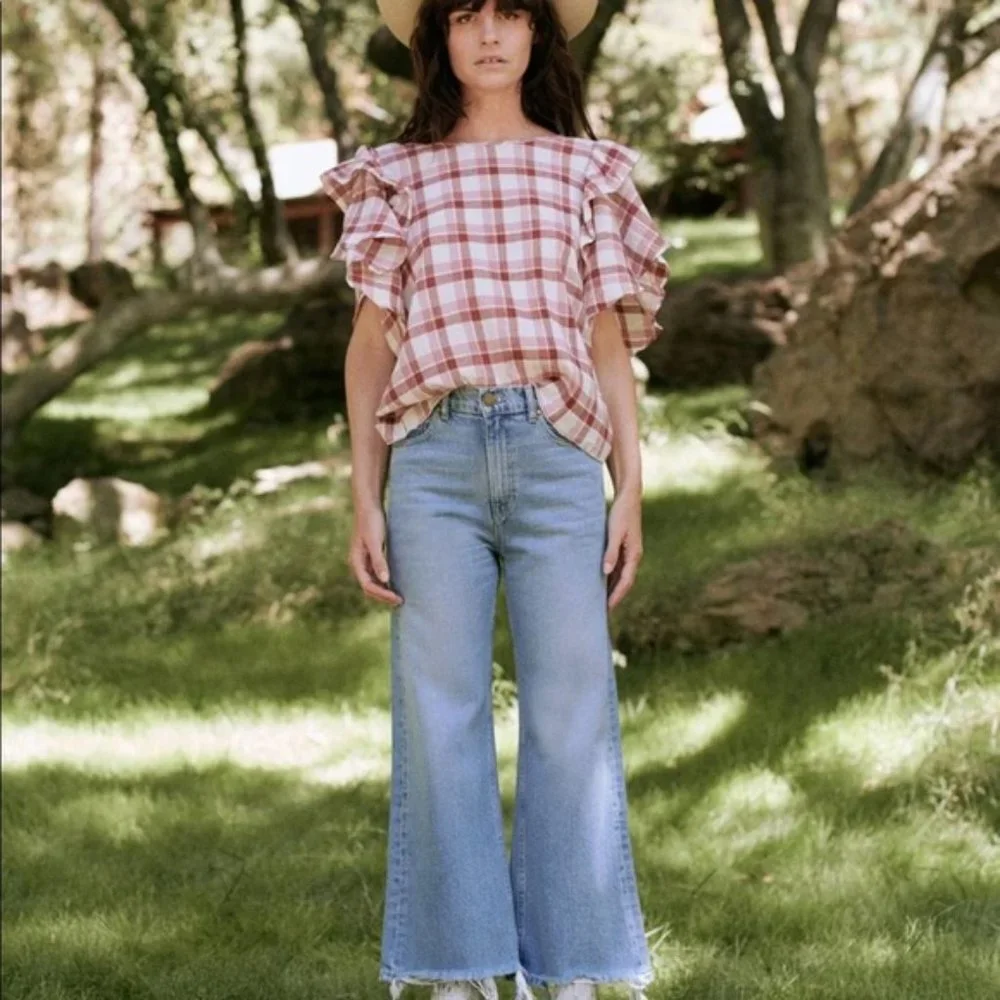 THE GREAT. Whisper Brick Plaid Shirt Size 3 - Picture 2 of 5